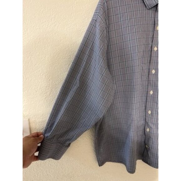 Peter Millar Summer Comfort Shirt 2XL XXL Blue White Nylon Gingham Crown Outdoor - Picture 3 of 9